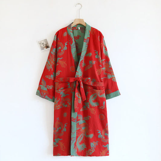 Retro Print Cotton Yarn-dyed Jacquard Bathrobe