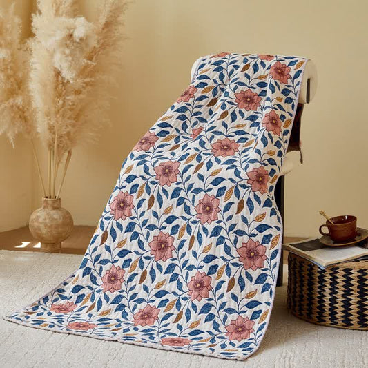 Floral Leaf Pure Cotton Gauze Absorbent Bath Towel