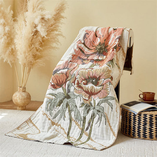 Pure Cotton Gauze Absorbent Floral Bath Towel