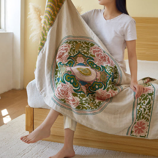 Elegant Floral Pure Cotton Gauze Absorbent Bath Towel