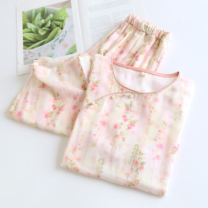 Rustic Rose Bamboo Fiber Short Sleeve Pajama Set