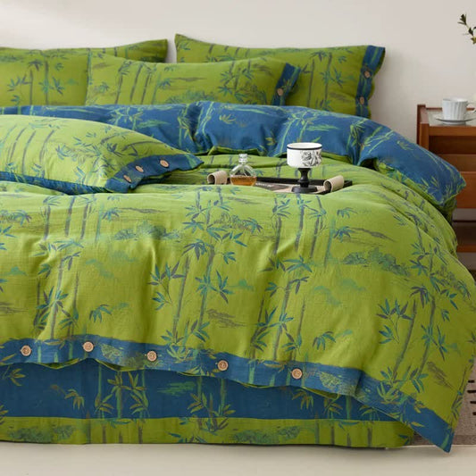 Bamboo Plant Cotton Gauze Reversible Bedding Set (4PCS) - image 0
