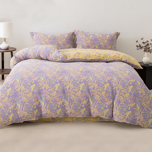 Double Layers Gauze Floral Bedding Set (4PCS)