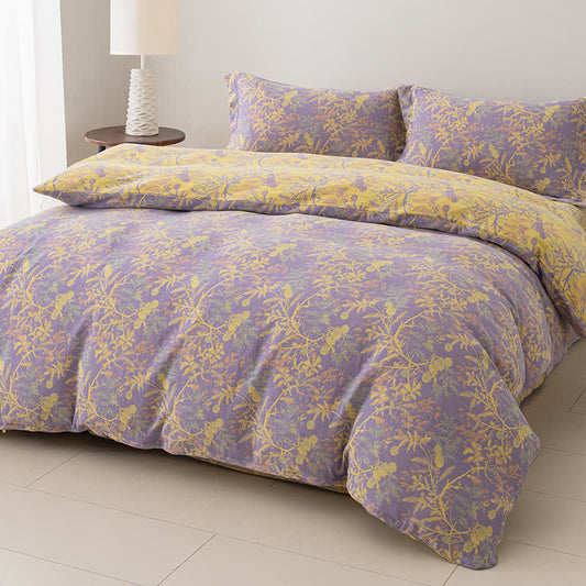 Double Layers Gauze Floral Bedding Set (4PCS)