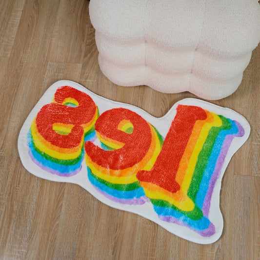 Rainbow Letters Soft Fleece Non-slip Bath Mat
