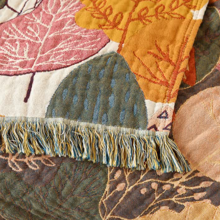Maple Leaf Cotton Gauze Reversible Quilt