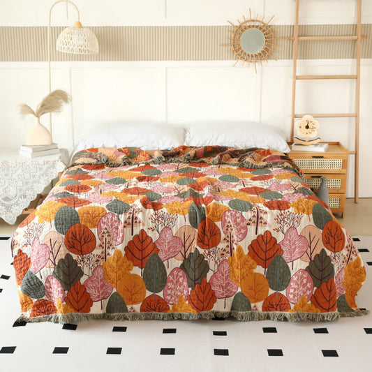 Maple Leaf Cotton Gauze Reversible Quilt