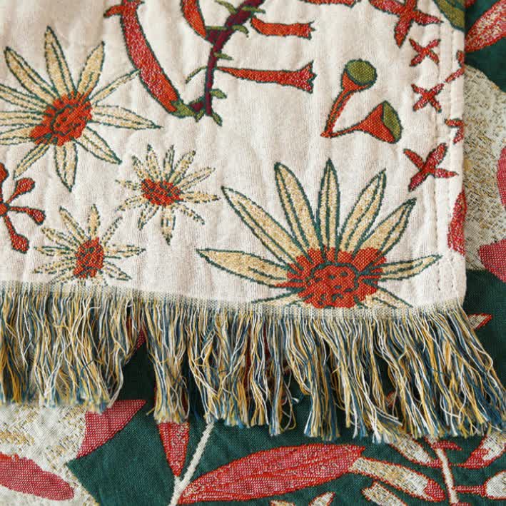 Pine Print Cotton Gauze Reversible Blanket
