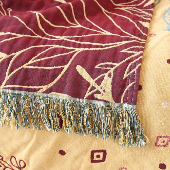 Ethnic Red Cotton Gauze Reversible Quilt - image 4
