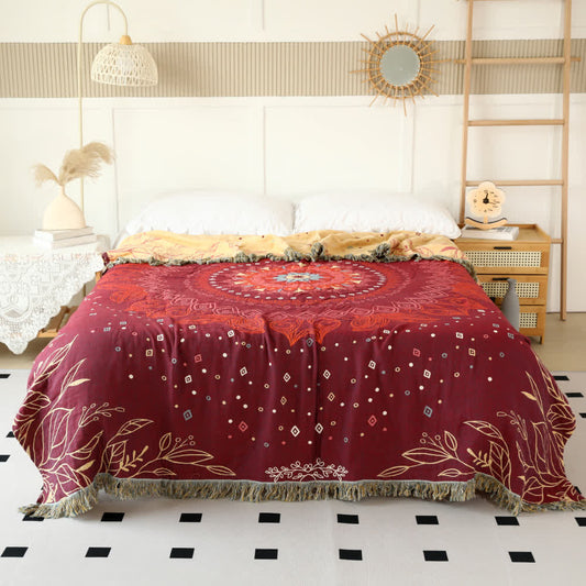 Ethnic Red Cotton Gauze Reversible Quilt - Queen - image 0