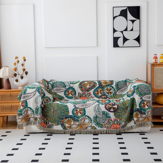 Plant Print Cotton Gauze Reversible Blanket