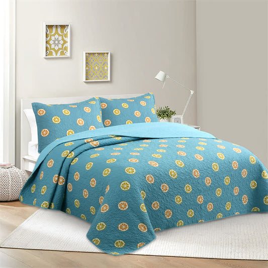 Fresh Lemon Print Cotton Quilt