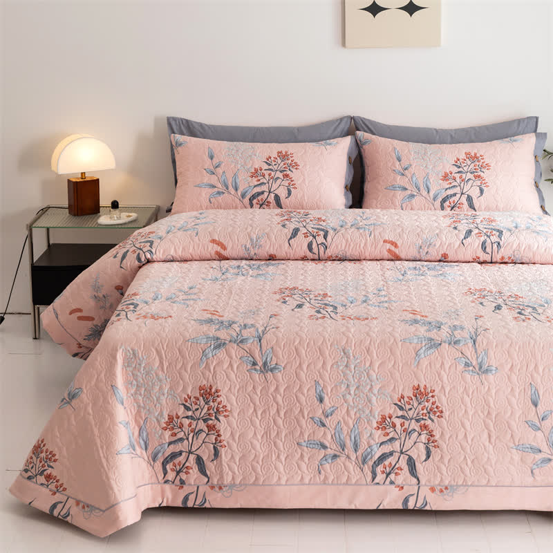 Rustic Floral Leaf Cotton Quilt - image 1