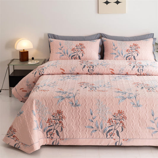 Rustic Floral Leaf Cotton Quilt - image 1