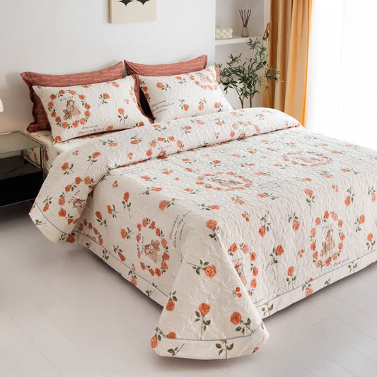 Rustic Rose Print Cotton Quilt