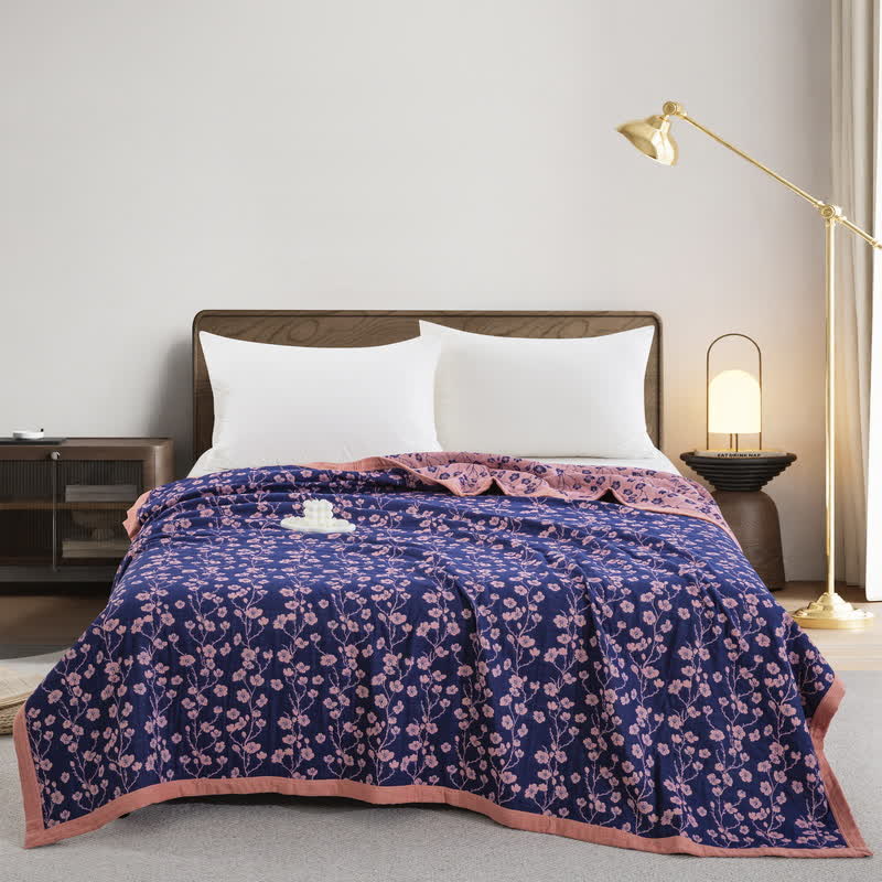Pastoral Floral Cotton Gauze Jacquard Reversible Quilt - image 2