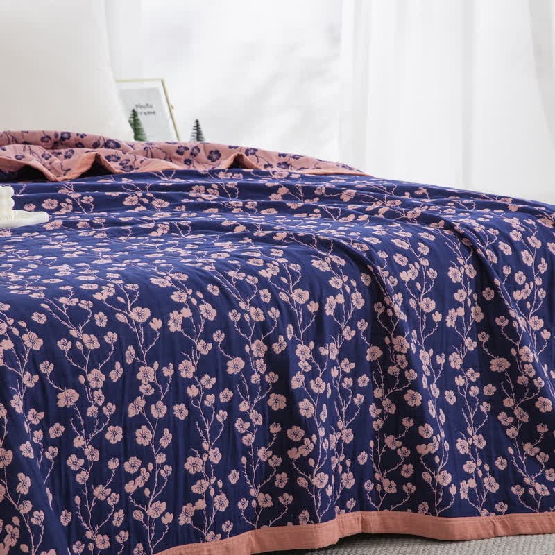 Pastoral Floral Cotton Gauze Jacquard Reversible Quilt - image 6