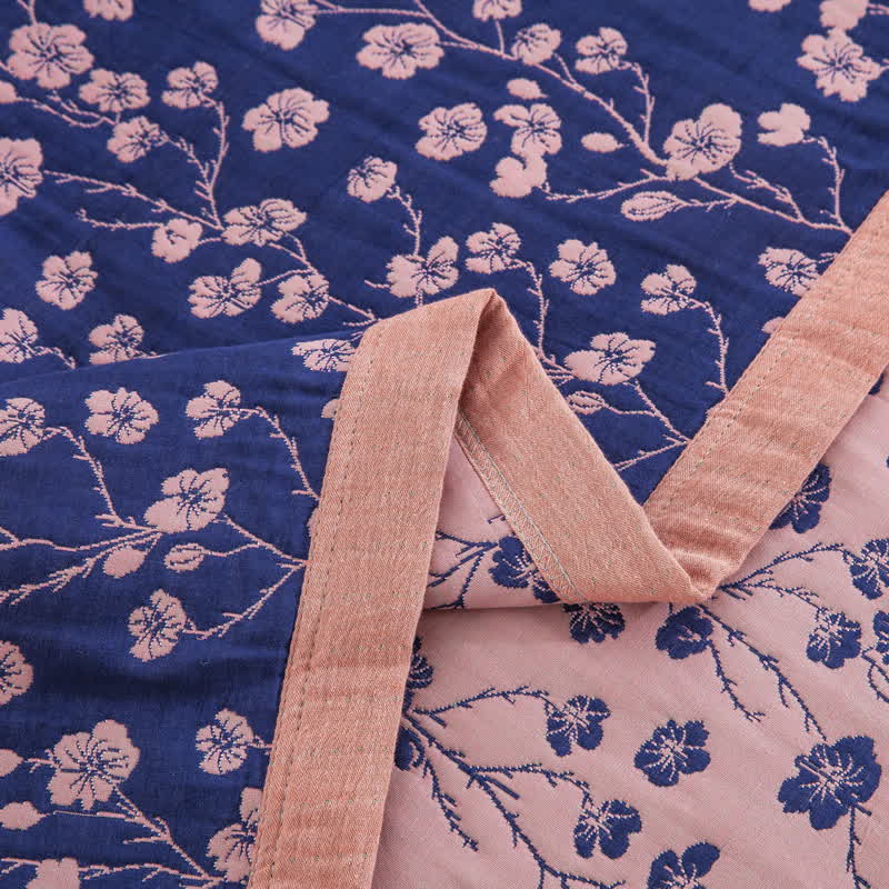 Pastoral Floral Cotton Gauze Jacquard Reversible Quilt - image 9