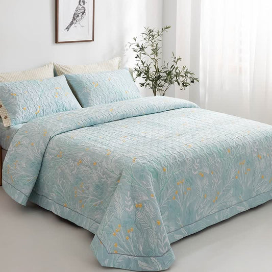 Elegant Plant Print Cotton Quilt