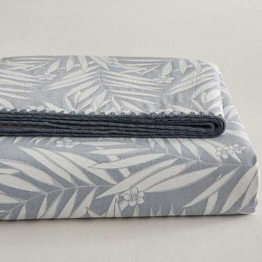 Elegant Leaf Cotton Double Layer Gauze Reversible Quilt