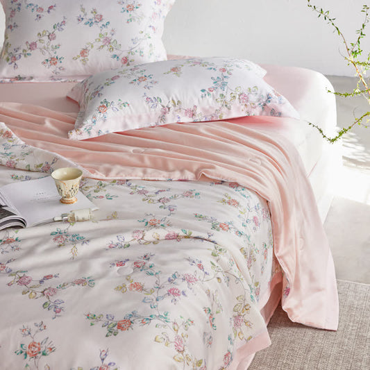 Rustic Floral Lyocell Fiber Summer Silky Quilt
