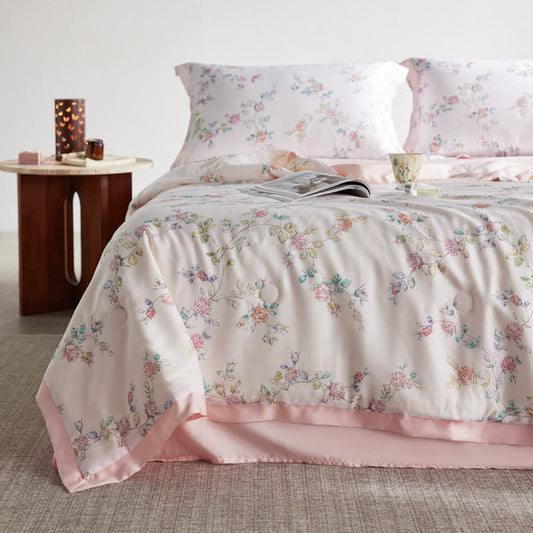 Rustic Floral Lyocell Fiber Summer Silky Quilt