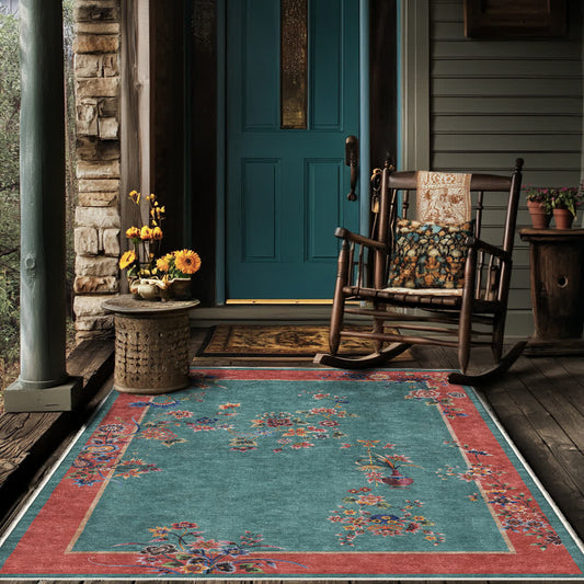 Floral Anti-slip Indoor Outdoor Area Rug