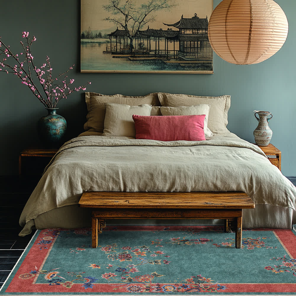 Floral Anti-slip Indoor Outdoor Area Rug