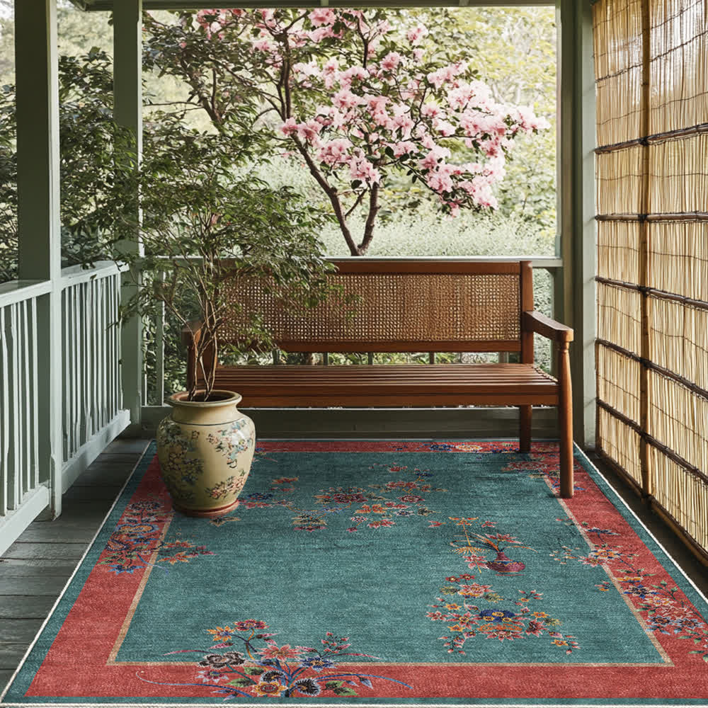 Floral Anti-slip Indoor Outdoor Area Rug