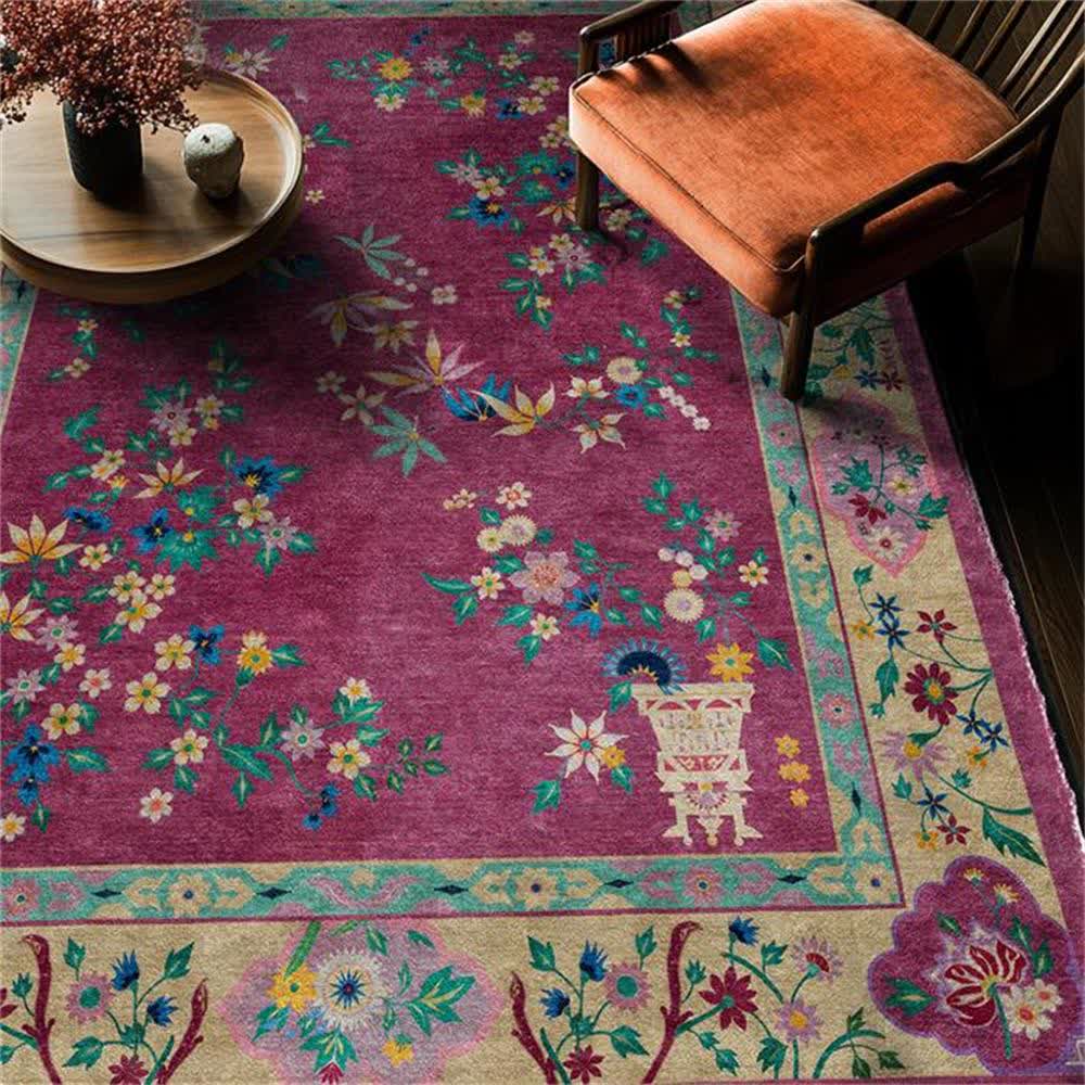 Retro Floral Indoor Outdoor Area Rug