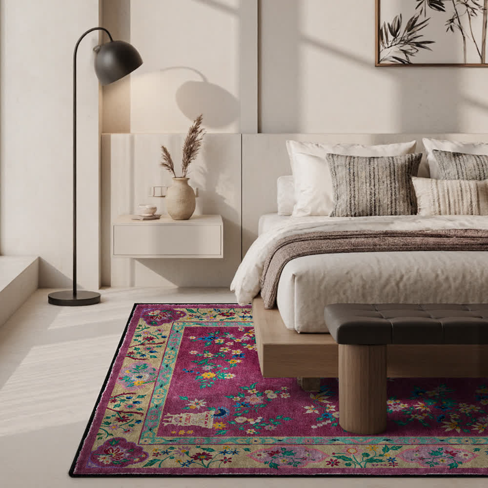 Retro Floral Indoor Outdoor Area Rug