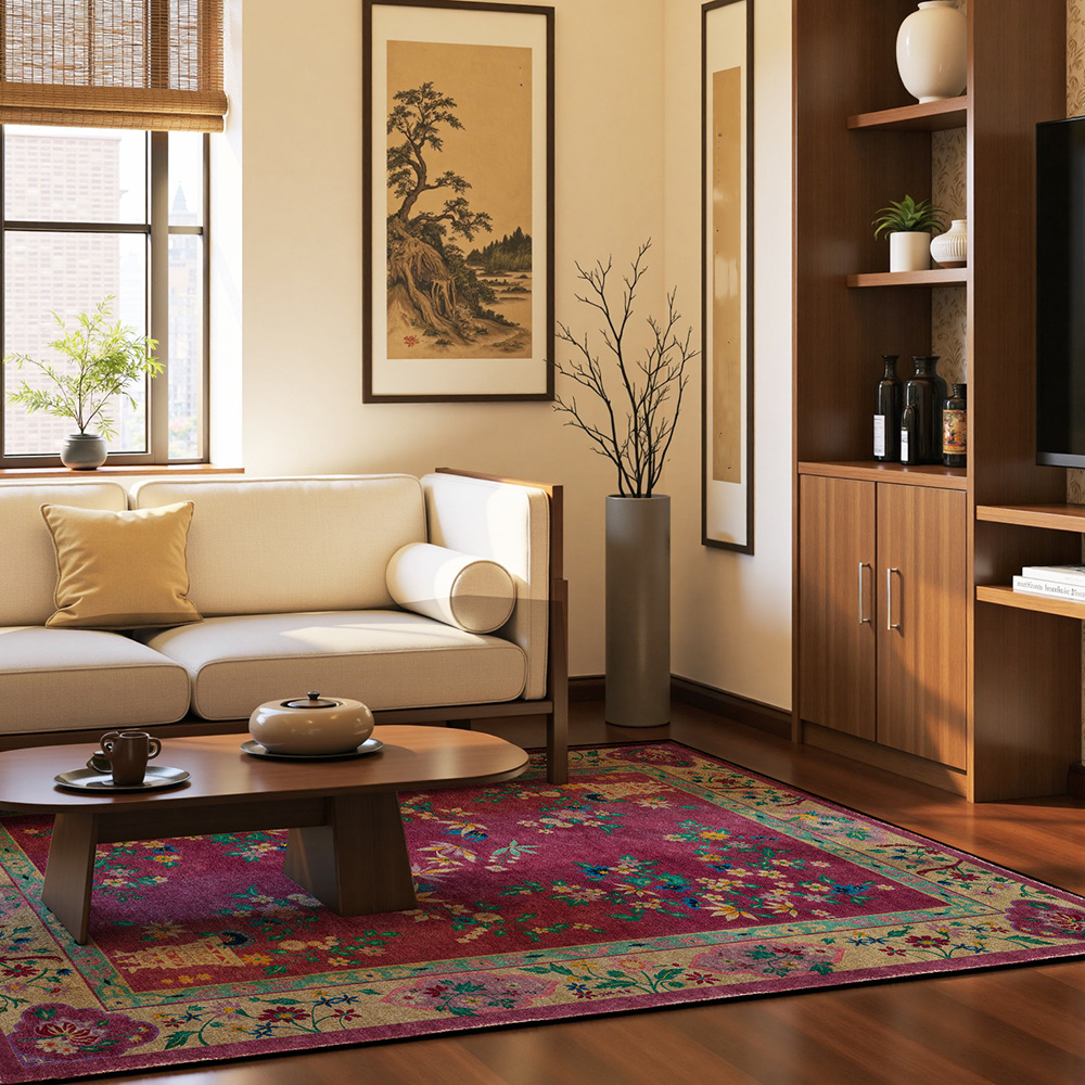 Retro Floral Indoor Outdoor Area Rug