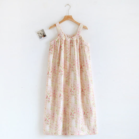 Rose Print Bamboo Fiber Sleeveless Nightdress