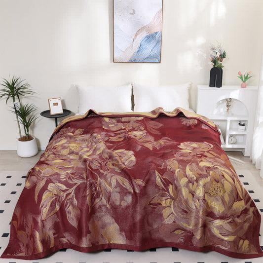 Elegant Floral Cotton Gauze Breathable Reversible Quilt - image 0