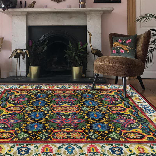 Colorful Bohemia Floral Indoor Outdoor Rug