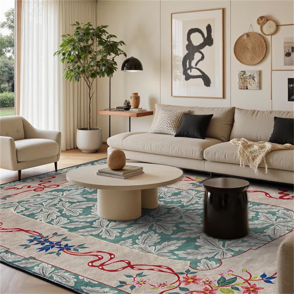 Leaf Washable Non-slip Indoor Outdoor Rug