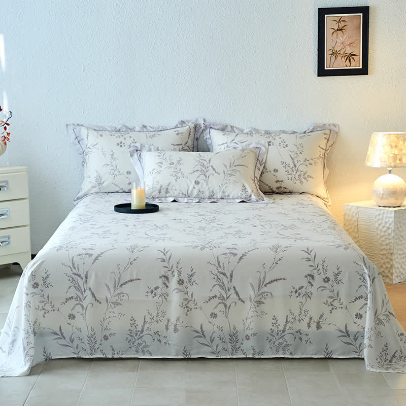 Lavender Print Silky Soft Summer Coverlet