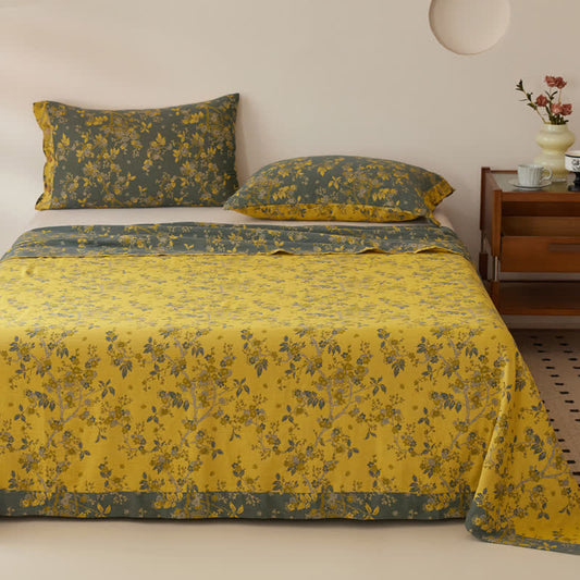 Vintage Plum Blossom Cotton Gauze Yarn-dyed Reversible Coverlet