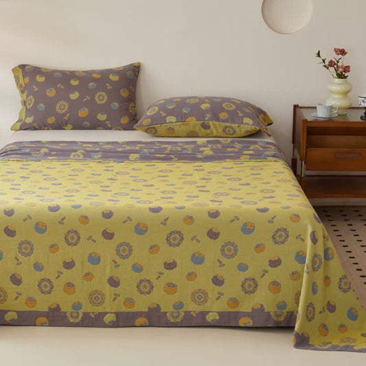 Vintage Persimmon Cotton Gauze Yarn-dyed Reversible Coverlet