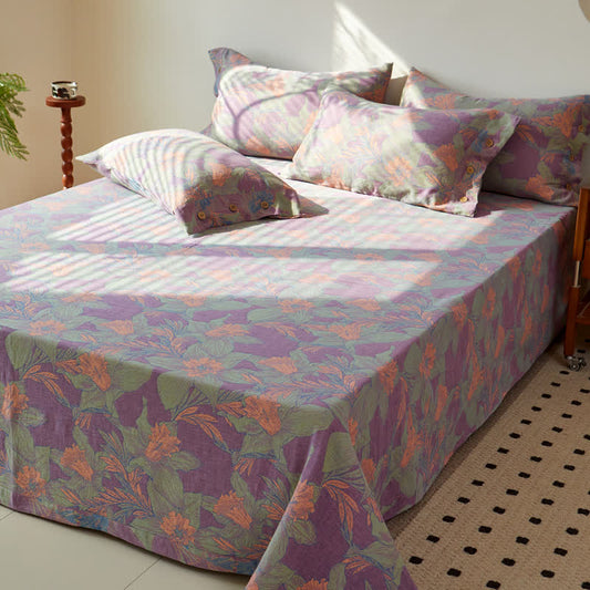 Vintage Lily Cotton Gauze Yarn-dyed Reversible Coverlet