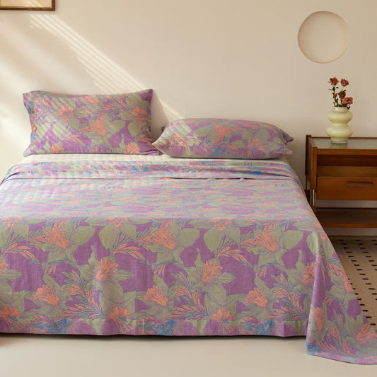 Vintage Lily Cotton Gauze Yarn-dyed Reversible Coverlet