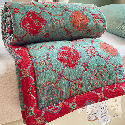 Retro Bamboo Pure Cotton Double-layer Gauze Summer Quilt