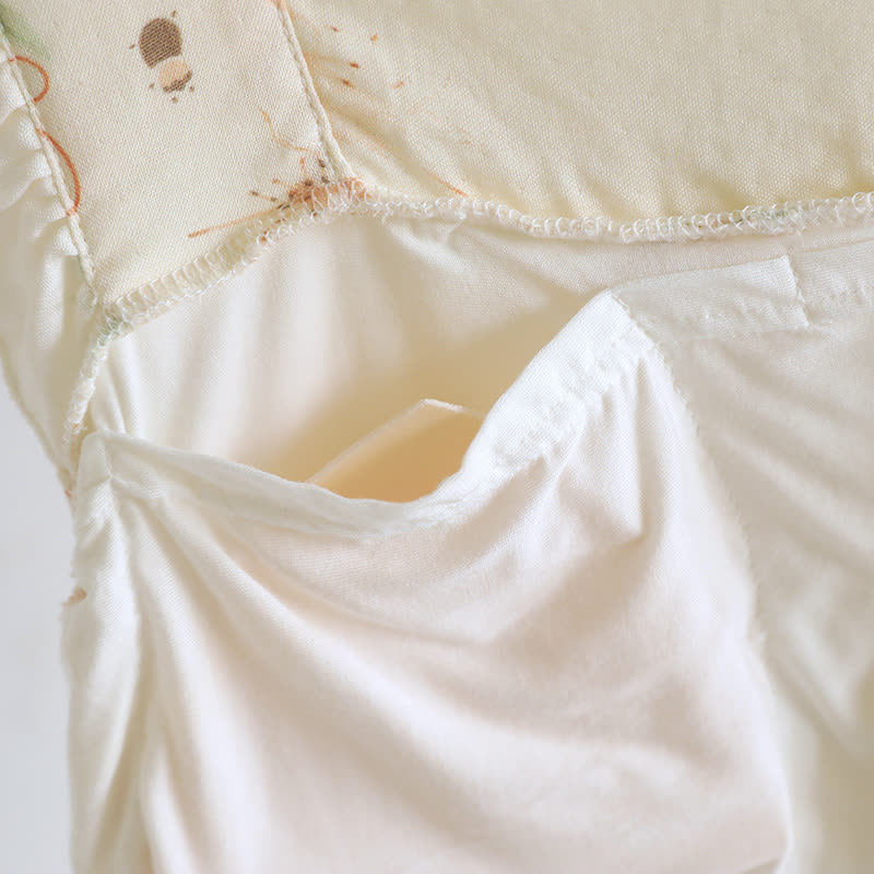 Floral Butterfly Ruffle Padded Camisole Loungewear Set