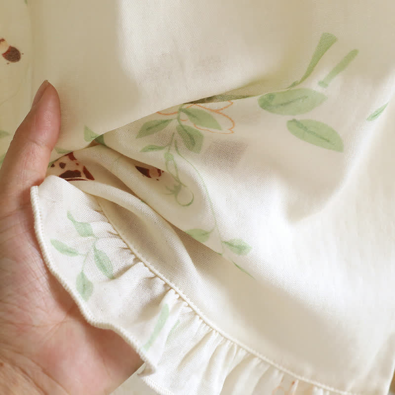 Floral Butterfly Ruffle Padded Camisole Loungewear Set