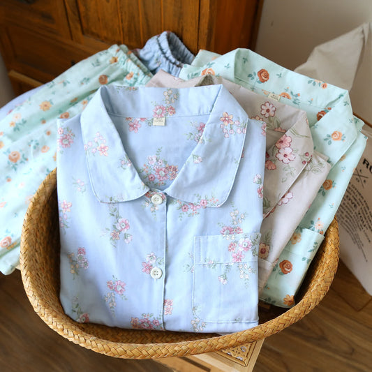 Rustic Floral Cotton Double Gauze Pajama Set