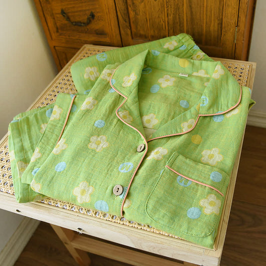 Rustic Cotton Yarn-dyed Jacquard Lapel Pajama