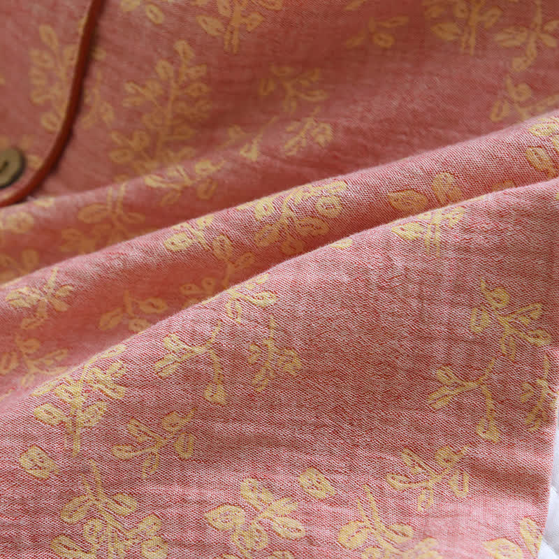 Floral Cotton Yarn-dyed Jacquard Lapel Pajama