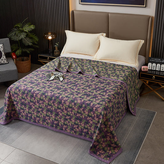 Purple Plum Blossom Cotton Yarn-dyed Quilt