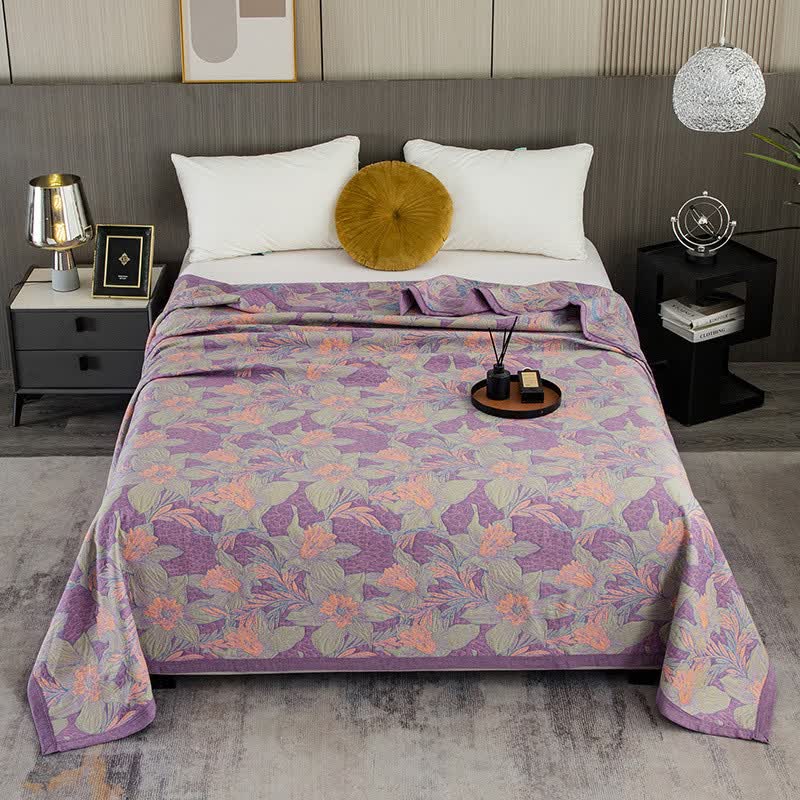 Purple Lily Cotton Yarn-dyed Quilt