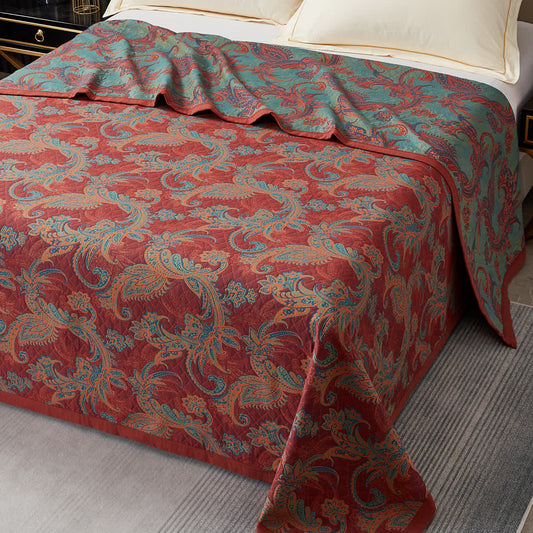 Vintage Paisley Pattern Cotton Yarn-dyed Quilt